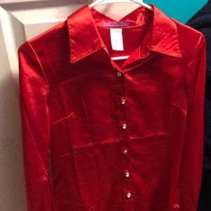 Mojo red satin shirt